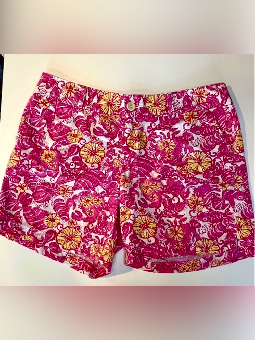 Lilly Pulitzer Grace Shorts Pink Yellow Print Size 8